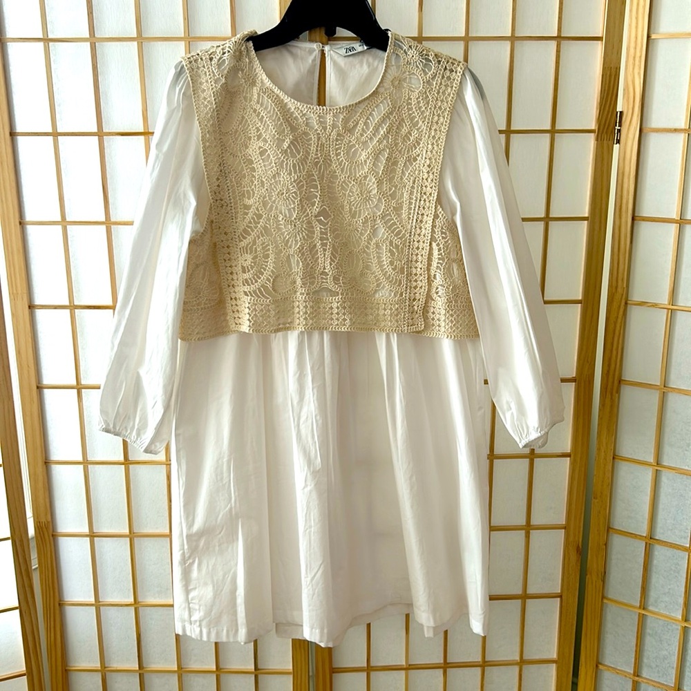 Zara crochet/cotton polyester dress